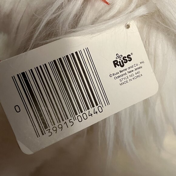 NEW Russ Caress Soft Pets Princess Plush White Stuffed Dog Puppy Fluffy Red - Picture 4 of 7